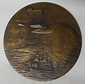 First Trans-Atlantic Flight, 1919, Julio Kilenyi (American, 1885–1959), Bronze, gold brown patina